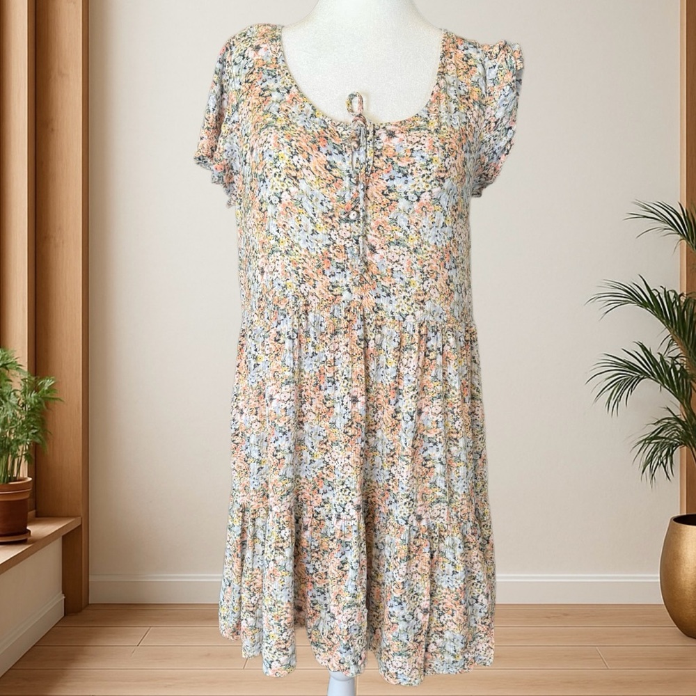 🌸 True Craft - Multi-Color Floral Tiered Mini Dress – Size XL